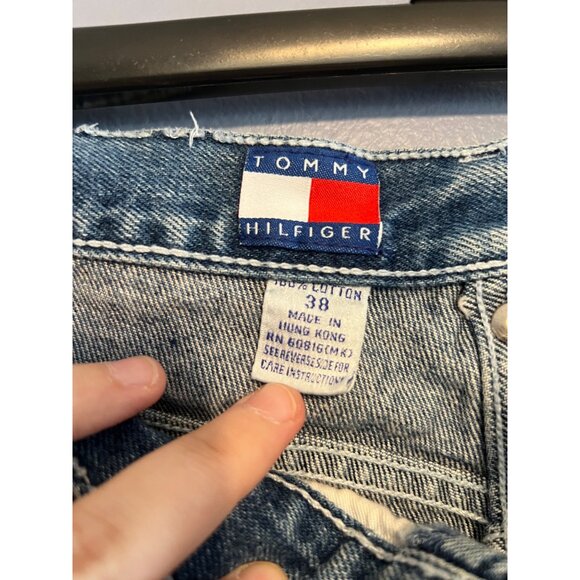 Vintage Y2K Men’s Tommy Hilfiger Light Wash Loose Fitting Jeans Button Fly 38x32 - Picture 8 of 10